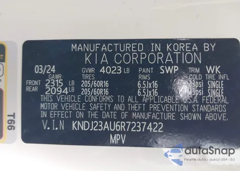 2024 Kia Soul S из США, поврежденный, VIN KNDJ23AU6R7237422